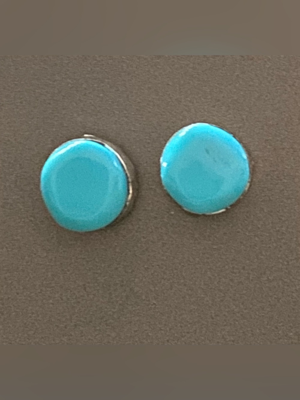 Zuni Artist Angie Rosette Sleeping Beauty Turquoise Stud Earrings